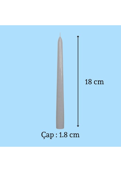 6 Lı Kısa Gri Konik Şamdan Mum Yükseklik 18 cm fiyatları