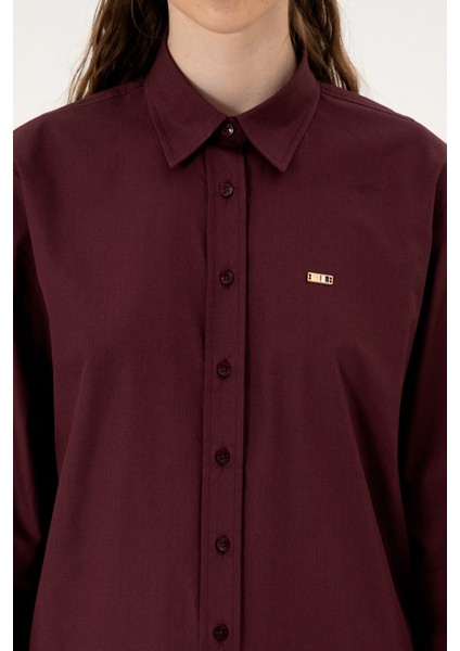 Kadın Plum Gömlek Desenli 50316699-VR177