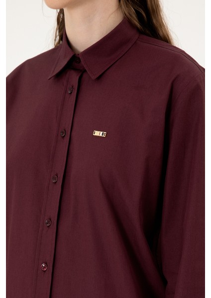Kadın Plum Gömlek Desenli 50316699-VR177