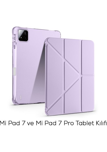 Xiaomi Mi Pad 7 ve Mi Pad 7 Pro Kılıf Üçe Katlanan Kalem Bölmeli Standlı Kılıf Uyandırma Özellikli