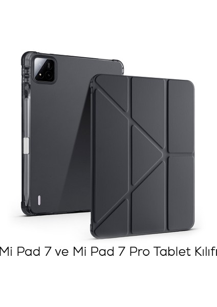 Xiaomi Mi Pad 7 ve Mi Pad 7 Pro Kılıf Üçe Katlanan Kalem Bölmeli Standlı Kılıf Uyandırma Özellikli