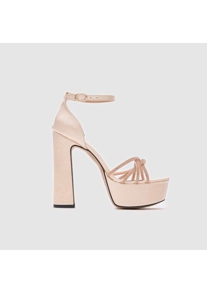 Kadın Bantlı Topuklu Ayakkabı 060244, Bej, 38