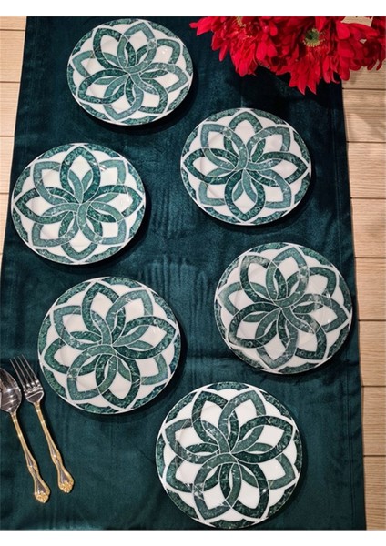 Hedera 6 Parça Düz Tabak Seti 20 Cm modelleri