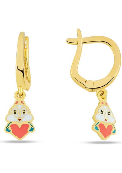 Sallantılı Kalpli Sincap Çocuk Küpesi