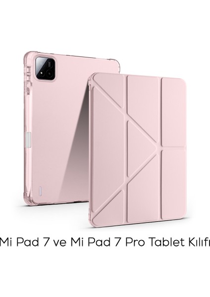 Xiaomi Mi Pad 7 ve Mi Pad 7 Pro Kılıf Üçe Katlanan Kalem Bölmeli Standlı Kılıf Uyandırma Özellikli