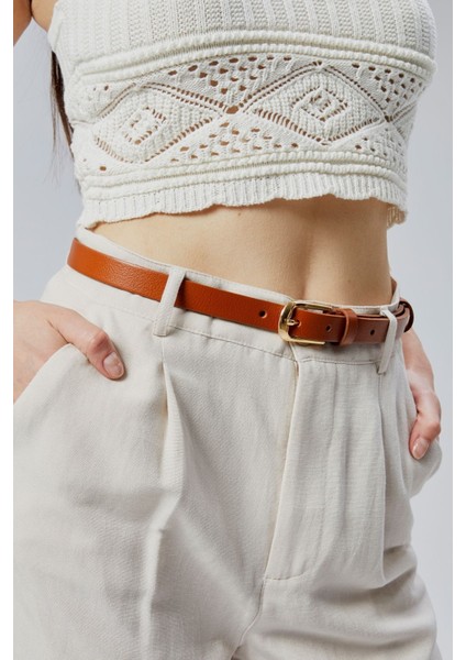 %100 Hakiki Deri Şık Sarı Tokalı Kadın Kemeri fırsatları