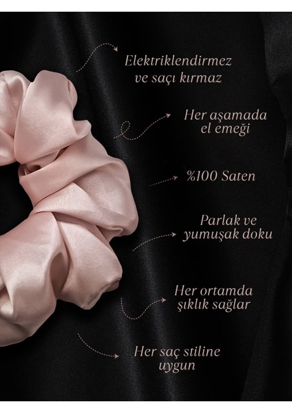 Çocuk Saten Toka - Pudra Düşü – Tekli Lüks Lastik Model Scrunchie fırsatları