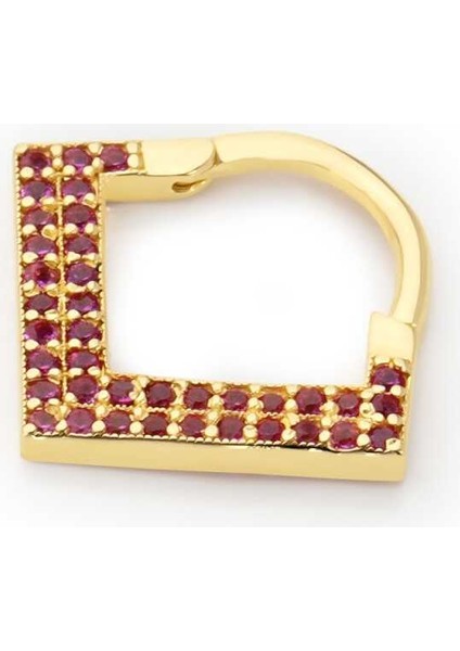 Kırmızı Taşlı Üçgen Helix Piercing