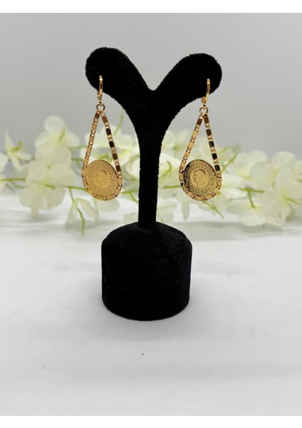 22 Ayar Altın Kaplama Tuğralı Küpe LVD501-4 fiyatları