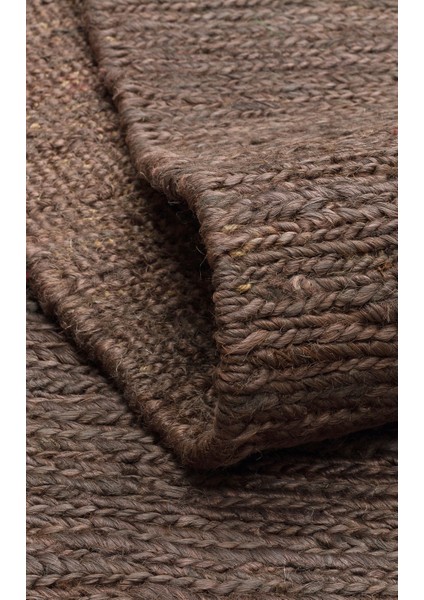 Tara Düz Kahverengi Pamuk Dikdörtgen El Dokuma