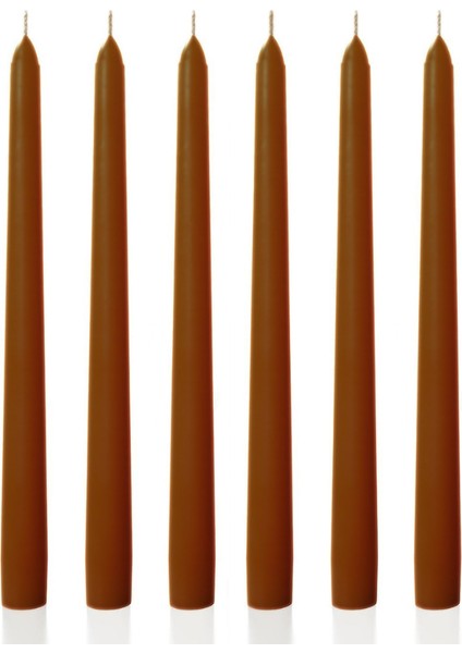 6 Lı Kısa Kahverengi Konik Şamdan Mum Yükseklik 18 cm