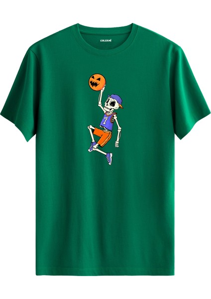 Basketbol Iskelet Tasarımlı Eğlenceli Streetwear %100 Pamuk Premium Kumaş T-Shirt