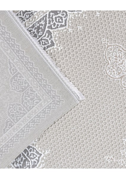 Amina Krem Çerçeveli Etnik Modern Desenli Poliproplen Hav Vermeyen Leke Tutmayan Kolay Temizlenen Yumuşak Makine Salon Yolluk Mutfak Halı fırsatları