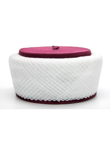 Imam Sarığı - Ankara Çapraz Sarılmış Kadife Sultan Sarık - Bordo