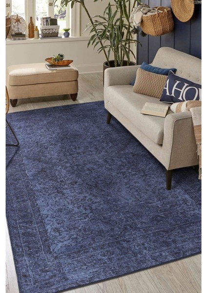 Hove Klasik Lacivert Polyester Dikdörtgen Modern Desenli Pamuk Makinada Yıkanabilir Hav Toz Vermez Leke Tutmayan Kaymaz Taban Dijital Makine Baskı Salon Yolluk Mutfak Halı fiyatları