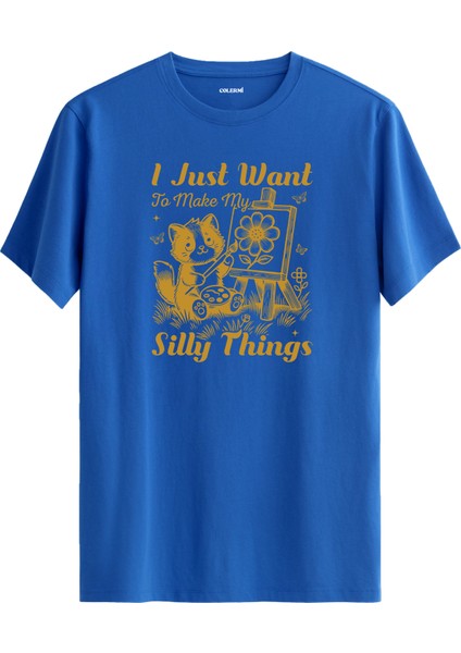 Kedi Çizim Tuval Baskılı Regular Tişört %100 Pamuk Premium Kumaş