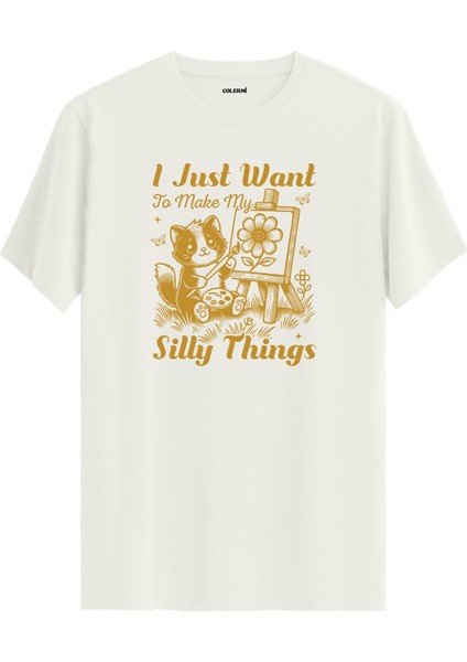 Kedi Çizim Tuval Baskılı Regular Tişört %100 Pamuk Premium Kumaş