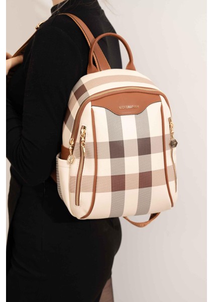 Silver & Polo Krem - Taba SP906 Kadın Sırt Çantası