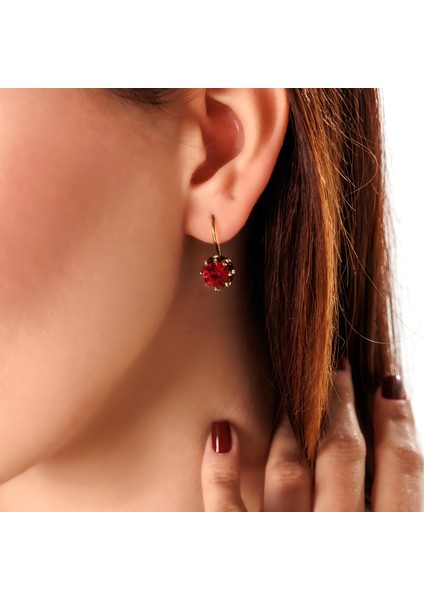 KAZ AYAĞI BORDO BAKIR EL YAPIMI KRİSTAL TAŞLI KARARMA YAPMAZ KADIN KÜPE KUTULU