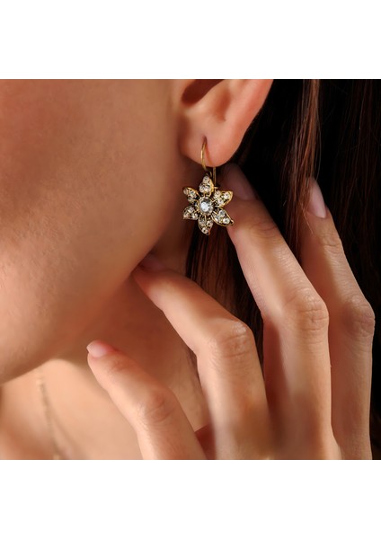 HAZİRAN GECESİ BAKIR EL YAPIMI KRİSTAL TAŞLI KARARMA YAPMAZ KADIN KÜPE KUTULU