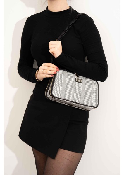 Silver & Polo Siyah Beyaz - Siyah SP899 Kadın Çapraz Çanta