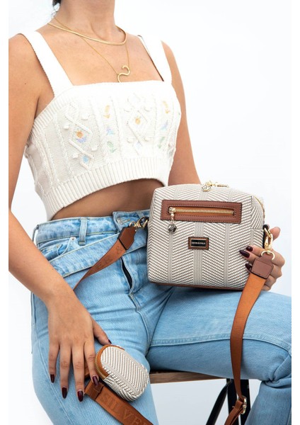 Bej - Taba SP1038 Kadın Çapraz Çanta