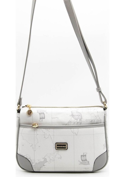 Silver & Polo Beyaz - Antrasit SP1060 Kadın Çapraz Çanta