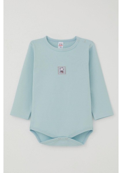 Erkek Bebek Çıtçıtlı Zıbın Body Ayıcık Baskılı 9 Ay-3 Yaş, Bebe Mavisi