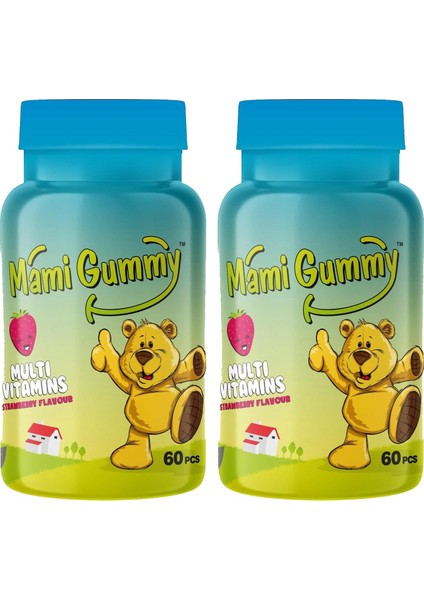 Kids Gummies Multivitamin 60 Adet Çiğnenebilir Gummy Jel Çilek Aromalı - 2 Adet