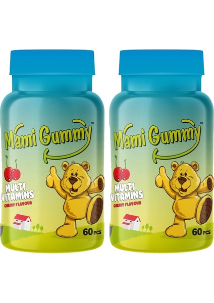 Kids Gummies Multivitamin 60 Adet Çiğnenebilir Gummy Jel Kiraz Aromalı - 2 Adet