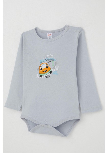 Erkek Bebek Çıtçıtlı Zıbın Body Küçük Tamirci 9 Ay-3 Yaş, Buz Mavisi modelleri