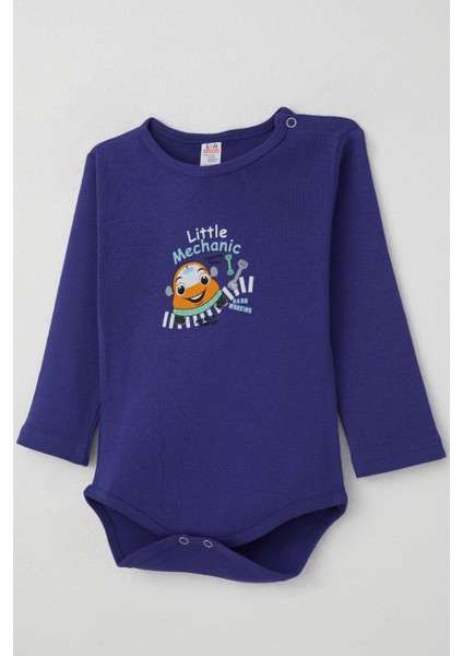 Erkek Bebek Çıtçıtlı Zıbın Body Küçük Tamirci Baskılı 9 Ay-3 Yaş, Saks Mavisi modelleri