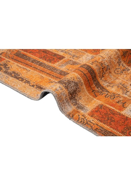 Bohinj Patchwork Turuncu Polyester Dikdörtgen Modern Desenli Pamuk Makinada Yıkanabilir Hav Toz Vermez Leke Tutmayan Kaymaz Taban Dijital Makine Baskı Salon Yolluk Mutfak Halı indirimleri