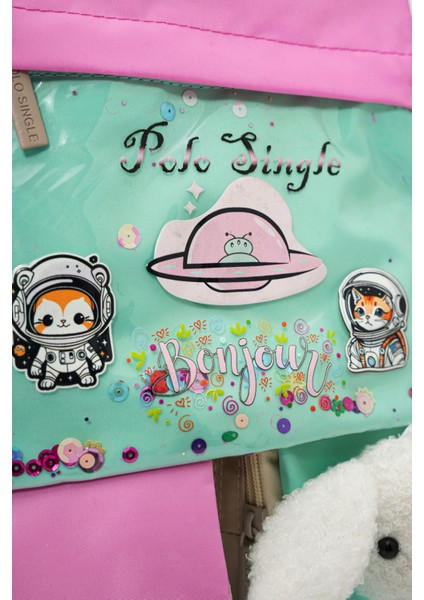 Peluş Tavşanlı Kız Çocuk Ilkokul Çanta Seti
