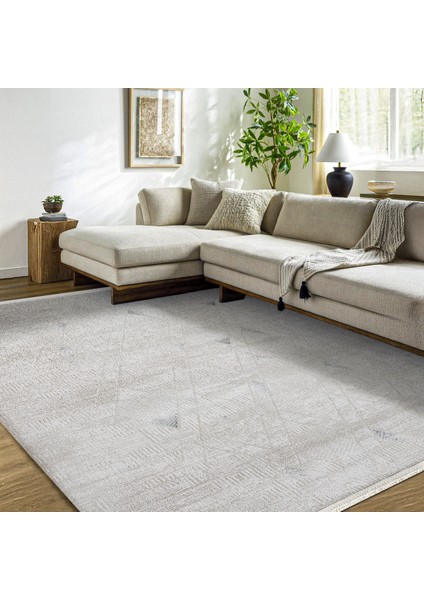 Gri Geometrik Etnik Modern Desenli Pamuk Makinada Yıkanabilir Hav Toz Vermez Leke Tutmayan Kaymaz Taban Dijital Makine Baskı Salon Yolluk Mutfak Halı modelleri