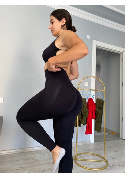 Kalçası Büzgülü Ekstra Push Up Etkili Slimfit Toparlayıcı Siyah Tayt fiyatları