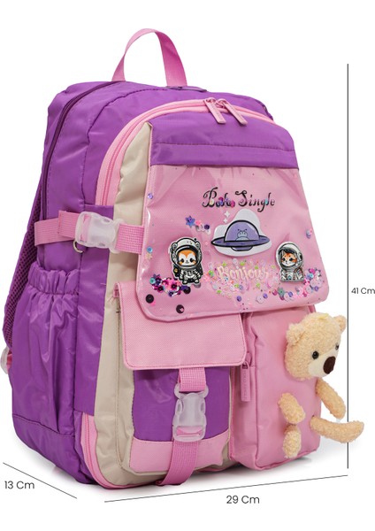 Ayıcık Detaylı Kız Çocuk Ilkokul Çanta Seti modelleri
