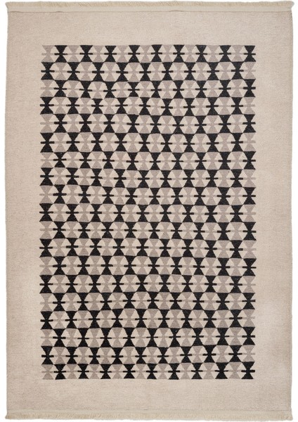 Utrecht Etnik Siyah Polyester Dikdörtgen Modern Desenli Pamuk Makinada Yıkanabilir Hav Toz Vermez Leke Tutmayan Kaymaz Taban Dijital Makine Baskı Salon Yolluk Mutfak Halı