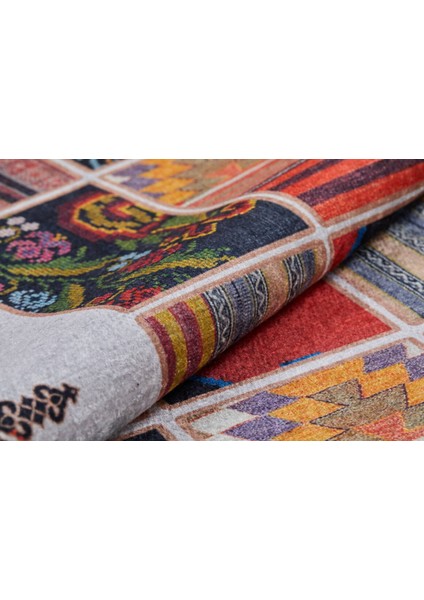 Alberta Beyaz Patchwork Etnik Modern Desenli Makinada Yıkanabilir Hav Toz Vermez Leke Tutmayan Kaymaz Taban Dijital Makine Baskı Salon Yolluk Mutfak Halı modelleri