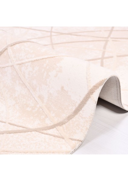 Rosie Çizgili Krem Akrilik Kare Modern Desenli Akrilik Hav Vermeyen Leke Tutmayan Kolay Temizlenen Yumuşak Makine Salon Yolluk Mutfak Halı fiyatları