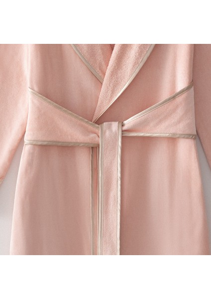 Tuğsen Kadın Bornoz %100 Organik Pamuk Güpürlü Pudra modelleri