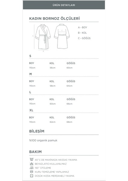 Tuğsen Kadın Bornoz %100 Organik Pamuk Güpürlü Pudra indirimleri