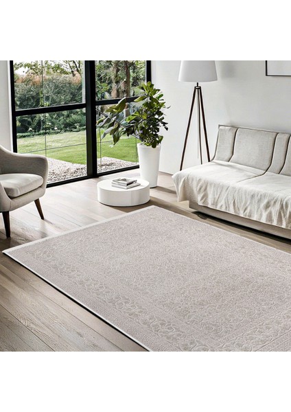 Krem Çerçeveli Etnik Modern Desenli Pamuk Makinada Yıkanabilir Hav Toz Vermez Leke Tutmayan Kaymaz Taban Dijital Makine Baskı Salon Yolluk Mutfak Halı fiyatları