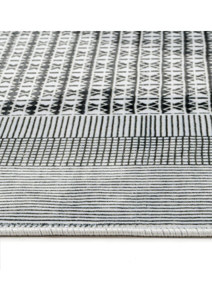 Pranali Gri Çerçeveli Etnik Modern Desenli Kadife Makinada Yıkanabilir Hav Toz Vermez Leke Tutmayan Kaymaz Taban Dijital Makine Baskı Salon Yolluk Mutfak Halı modelleri