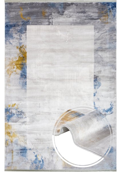 Geometrik Mavi Viskon Dikdörtgen Modern Desenli Akrilik Hav Vermeyen Leke Tutmayan Kolay Temizlenen Yumuşak Makine Salon Yolluk Mutfak Halı fiyatları