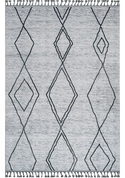 Abduct Geometrik Gri Pamuk Dikdörtgen Modern Desenli Akrilik Hav Vermeyen Leke Tutmayan Kolay Temizlenen Yumuşak Makine Salon Yolluk Mutfak Halı