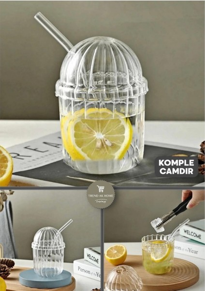 Pinterest Oval Kapaklı Mika Bardak Cam Pipet Hediyeli fırsatları