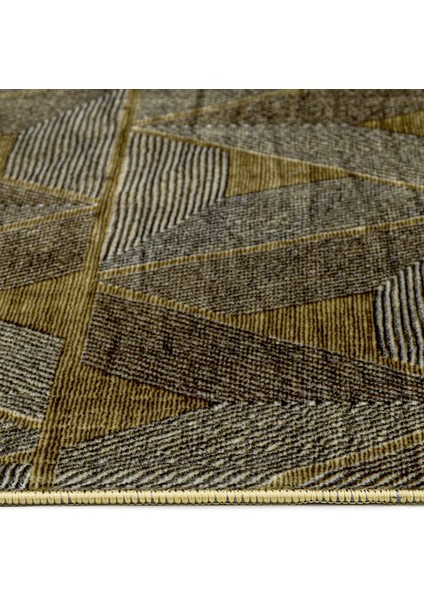 Pranshu Kahverengi Geometrik Etnik Modern Desenli Bambu Makinada Yıkanabilir Hav Toz Vermez Leke Tutmayan Kaymaz Taban Dijital Makine Baskı Salon Yolluk Mutfak Halı modelleri