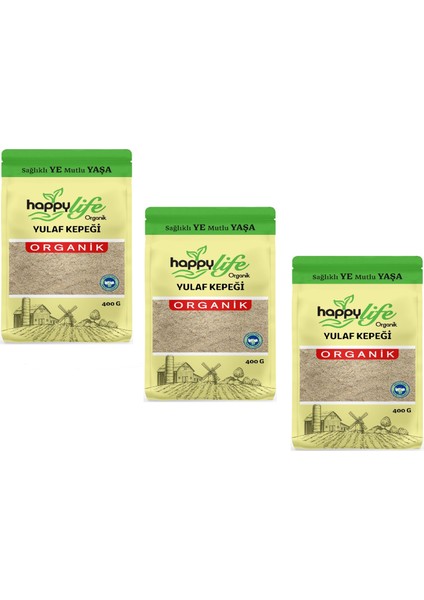 Happy Life Organik Yulaf Kepeği 400 gr x 3 Adet