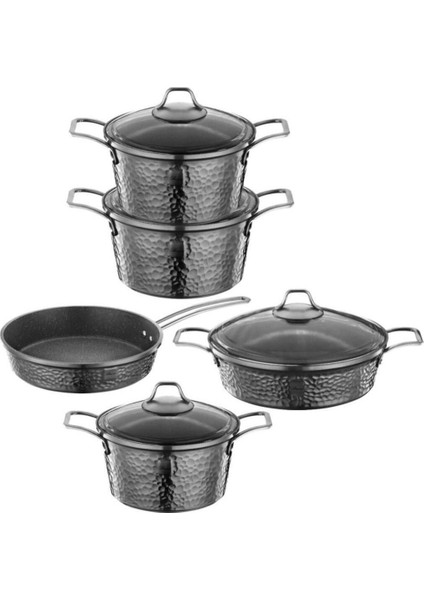 Copper 9 Parça Tencere Seti Platin